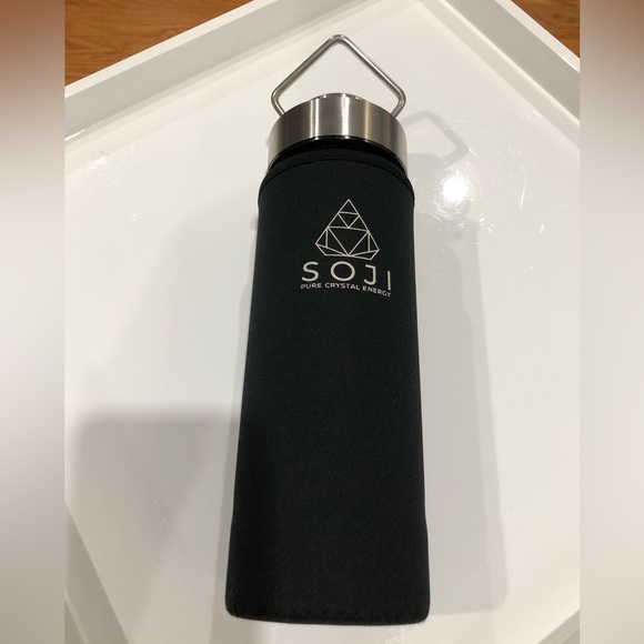 Soji Black Obsidian Crystal-Infused Water Bottle With Sleeve - Picture 15 of 15